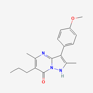 molecular formula C18H21N3O2 B5341726 3-(4-methoxyphenyl)-2,5-dimethyl-6-propylpyrazolo[1,5-a]pyrimidin-7(4H)-one 