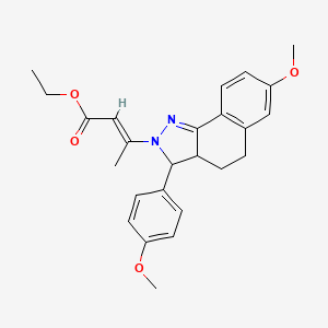 molecular formula C25H28N2O4 B5341758 ethyl 3-[7-methoxy-3-(4-methoxyphenyl)-3,3a,4,5-tetrahydro-2H-benzo[g]indazol-2-yl]-2-butenoate 