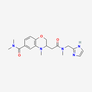 molecular formula C19H25N5O3 B5342050 3-{2-[(1H-imidazol-2-ylmethyl)(methyl)amino]-2-oxoethyl}-N,N,4-trimethyl-3,4-dihydro-2H-1,4-benzoxazine-6-carboxamide 