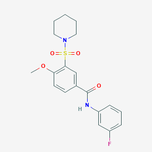 molecular formula C19H21FN2O4S B5342134 N-(3-fluorophenyl)-4-methoxy-3-(1-piperidinylsulfonyl)benzamide 