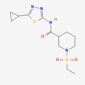 molecular formula C13H20N4O3S2 B5342193 N-(5-cyclopropyl-1,3,4-thiadiazol-2-yl)-1-ethylsulfonylpiperidine-3-carboxamide 