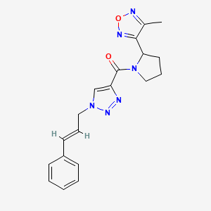 molecular formula C19H20N6O2 B5342291 3-methyl-4-[1-({1-[(2E)-3-phenyl-2-propen-1-yl]-1H-1,2,3-triazol-4-yl}carbonyl)-2-pyrrolidinyl]-1,2,5-oxadiazole 