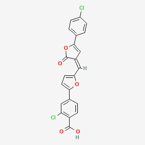 molecular formula C22H12Cl2O5 B5342389 2-chloro-4-[5-[(Z)-[5-(4-chlorophenyl)-2-oxofuran-3-ylidene]methyl]furan-2-yl]benzoic acid 