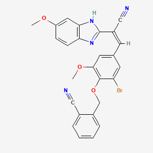 molecular formula C26H19BrN4O3 B5342623 2-[[2-bromo-4-[(Z)-2-cyano-2-(6-methoxy-1H-benzimidazol-2-yl)ethenyl]-6-methoxyphenoxy]methyl]benzonitrile 