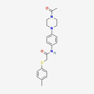 molecular formula C21H25N3O2S B5342714 N-[4-(4-acetyl-1-piperazinyl)phenyl]-2-[(4-methylphenyl)thio]acetamide 