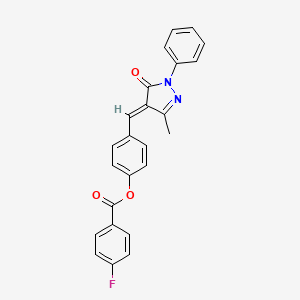 molecular formula C24H17FN2O3 B5342715 [4-[(E)-(3-methyl-5-oxo-1-phenylpyrazol-4-ylidene)methyl]phenyl] 4-fluorobenzoate 