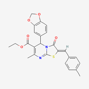 ETHYL (2Z)-5-(2H-1,3-BENZODIOXOL-5-YL)-7-METHYL-2-[(4-METHYLPHENYL)METHYLIDENE]-3-OXO-2H,3H,5H-[1,3]THIAZOLO[3,2-A]PYRIMIDINE-6-CARBOXYLATE