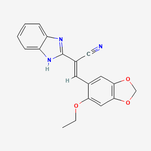 molecular formula C19H15N3O3 B5342799 (2E)-2-(1H-benzimidazol-2-yl)-3-(6-ethoxy-1,3-benzodioxol-5-yl)prop-2-enenitrile 