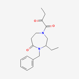 molecular formula C18H24N2O3 B5342810 4-benzyl-3-ethyl-1-(2-oxobutanoyl)-1,4-diazepan-5-one 