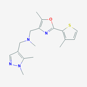 molecular formula C17H22N4OS B5342834 1-(1,5-dimethyl-1H-pyrazol-4-yl)-N-methyl-N-{[5-methyl-2-(3-methyl-2-thienyl)-1,3-oxazol-4-yl]methyl}methanamine 