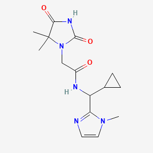 molecular formula C15H21N5O3 B5342836 N-[cyclopropyl(1-methyl-1H-imidazol-2-yl)methyl]-2-(5,5-dimethyl-2,4-dioxoimidazolidin-1-yl)acetamide 