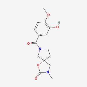 molecular formula C15H18N2O5 B5342855 7-(3-hydroxy-4-methoxybenzoyl)-3-methyl-1-oxa-3,7-diazaspiro[4.4]nonan-2-one 