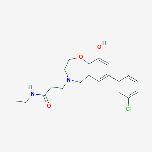 molecular formula C20H23ClN2O3 B5342899 3-[7-(3-chlorophenyl)-9-hydroxy-2,3-dihydro-1,4-benzoxazepin-4(5H)-yl]-N-ethylpropanamide 