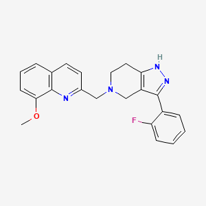 molecular formula C23H21FN4O B5342902 2-{[3-(2-fluorophenyl)-1,4,6,7-tetrahydro-5H-pyrazolo[4,3-c]pyridin-5-yl]methyl}-8-methoxyquinoline 