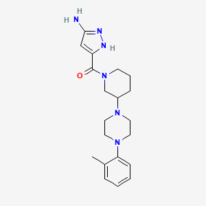 molecular formula C20H28N6O B5342935 3-({3-[4-(2-methylphenyl)-1-piperazinyl]-1-piperidinyl}carbonyl)-1H-pyrazol-5-amine 