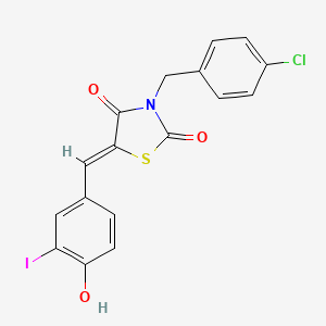 molecular formula C17H11ClINO3S B5343028 (5Z)-3-[(4-chlorophenyl)methyl]-5-[(4-hydroxy-3-iodophenyl)methylidene]-1,3-thiazolidine-2,4-dione 