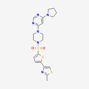 molecular formula C20H24N6O2S3 B5343032 4-(4-{[5-(2-methyl-1,3-thiazol-4-yl)-2-thienyl]sulfonyl}-1-piperazinyl)-6-(1-pyrrolidinyl)pyrimidine 