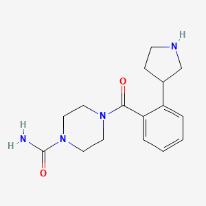 molecular formula C16H22N4O2 B5343040 4-[2-(3-pyrrolidinyl)benzoyl]-1-piperazinecarboxamide hydrochloride 