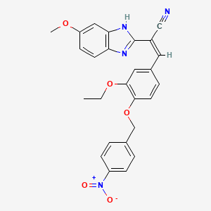 (2Z)-3-{3-ethoxy-4-[(4-nitrobenzyl)oxy]phenyl}-2-(5-methoxy-1H-benzimidazol-2-yl)prop-2-enenitrile