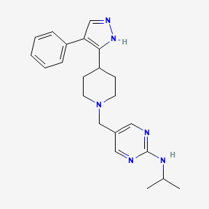 molecular formula C22H28N6 B5343101 5-[[4-(4-phenyl-1H-pyrazol-5-yl)piperidin-1-yl]methyl]-N-propan-2-ylpyrimidin-2-amine 