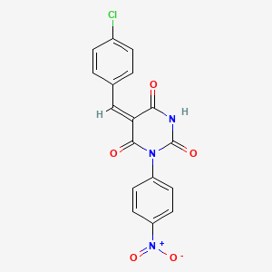 molecular formula C17H10ClN3O5 B5343132 (5E)-5-[(4-chlorophenyl)methylidene]-1-(4-nitrophenyl)-1,3-diazinane-2,4,6-trione 