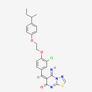 (6E)-6-[[4-[2-(4-butan-2-ylphenoxy)ethoxy]-3-chlorophenyl]methylidene]-5-imino-[1,3,4]thiadiazolo[3,2-a]pyrimidin-7-one