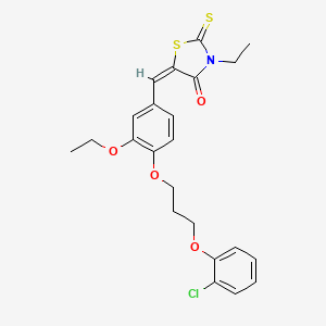 (5E)-5-[[4-[3-(2-chlorophenoxy)propoxy]-3-ethoxyphenyl]methylidene]-3-ethyl-2-sulfanylidene-1,3-thiazolidin-4-one