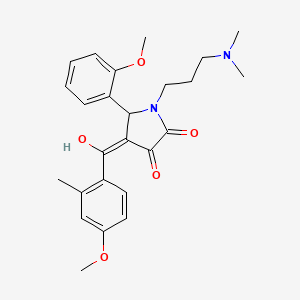 molecular formula C25H30N2O5 B5343209 1-[3-(dimethylamino)propyl]-3-hydroxy-4-(4-methoxy-2-methylbenzoyl)-5-(2-methoxyphenyl)-1,5-dihydro-2H-pyrrol-2-one 