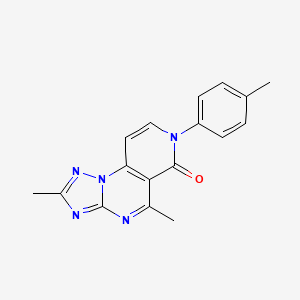 molecular formula C17H15N5O B5343286 4,8-Dimethyl-11-(4-methylphenyl)-2,3,5,7,11-pentazatricyclo[7.4.0.02,6]trideca-1(9),3,5,7,12-pentaen-10-one 