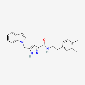 molecular formula C23H24N4O B5343316 N-[2-(3,4-dimethylphenyl)ethyl]-5-(1H-indol-1-ylmethyl)-1H-pyrazole-3-carboxamide 