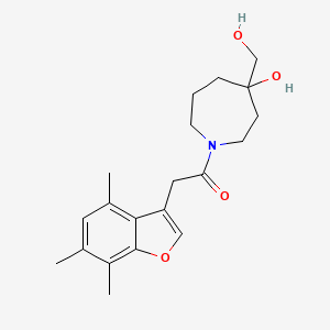 molecular formula C20H27NO4 B5343563 4-(hydroxymethyl)-1-[(4,6,7-trimethyl-1-benzofuran-3-yl)acetyl]-4-azepanol 