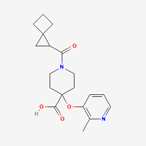 molecular formula C19H24N2O4 B5343627 4-[(2-methylpyridin-3-yl)oxy]-1-(spiro[2.3]hex-1-ylcarbonyl)piperidine-4-carboxylic acid 