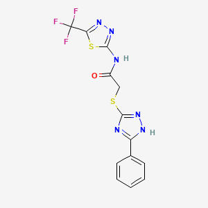 2-[(5-phenyl-4H-1,2,4-triazol-3-yl)thio]-N-[5-(trifluoromethyl)-1,3,4-thiadiazol-2-yl]acetamide