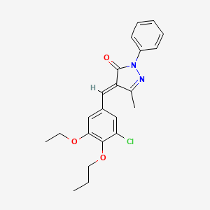 molecular formula C22H23ClN2O3 B5343668 (4E)-4-[(3-chloro-5-ethoxy-4-propoxyphenyl)methylidene]-5-methyl-2-phenylpyrazol-3-one 