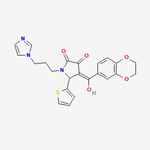 (4E)-4-[2,3-dihydro-1,4-benzodioxin-6-yl(hydroxy)methylidene]-1-(3-imidazol-1-ylpropyl)-5-thiophen-2-ylpyrrolidine-2,3-dione