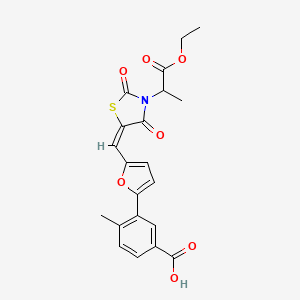 3-[5-[(E)-[3-(1-ethoxy-1-oxopropan-2-yl)-2,4-dioxo-1,3-thiazolidin-5-ylidene]methyl]furan-2-yl]-4-methylbenzoic acid