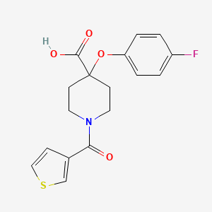 molecular formula C17H16FNO4S B5343753 4-(4-fluorophenoxy)-1-(3-thienylcarbonyl)piperidine-4-carboxylic acid 