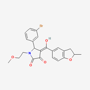 (4E)-5-(3-bromophenyl)-4-[hydroxy-(2-methyl-2,3-dihydro-1-benzofuran-5-yl)methylidene]-1-(2-methoxyethyl)pyrrolidine-2,3-dione