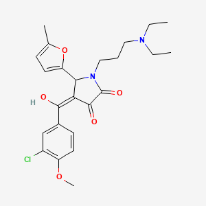 molecular formula C24H29ClN2O5 B5343876 (4E)-4-[(3-chloro-4-methoxyphenyl)-hydroxymethylidene]-1-[3-(diethylamino)propyl]-5-(5-methylfuran-2-yl)pyrrolidine-2,3-dione 