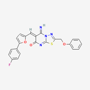 molecular formula C23H15FN4O3S B5343916 (6Z)-6-{[5-(4-fluorophenyl)furan-2-yl]methylidene}-5-imino-2-(phenoxymethyl)-5,6-dihydro-7H-[1,3,4]thiadiazolo[3,2-a]pyrimidin-7-one 