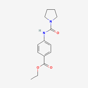 molecular formula C14H18N2O3 B5343926 ethyl 4-[(1-pyrrolidinylcarbonyl)amino]benzoate 