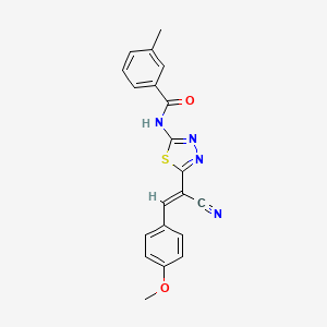 molecular formula C20H16N4O2S B5343932 N-{5-[1-cyano-2-(4-methoxyphenyl)vinyl]-1,3,4-thiadiazol-2-yl}-3-methylbenzamide 