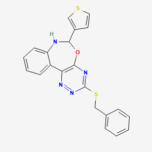 molecular formula C21H16N4OS2 B5343940 3-(benzylthio)-6-(3-thienyl)-6,7-dihydro[1,2,4]triazino[5,6-d][3,1]benzoxazepine 