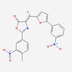 molecular formula C21H13N3O7 B5343978 2-(4-methyl-3-nitrophenyl)-4-{[5-(3-nitrophenyl)-2-furyl]methylene}-1,3-oxazol-5(4H)-one 