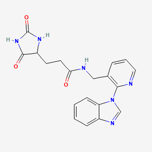 molecular formula C19H18N6O3 B5343996 N-{[2-(1H-benzimidazol-1-yl)pyridin-3-yl]methyl}-3-(2,5-dioxoimidazolidin-4-yl)propanamide 