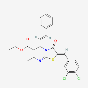 molecular formula C25H20Cl2N2O3S B5344012 ethyl (2Z)-2-[(3,4-dichlorophenyl)methylidene]-7-methyl-3-oxo-5-[(E)-2-phenylethenyl]-5H-[1,3]thiazolo[3,2-a]pyrimidine-6-carboxylate 