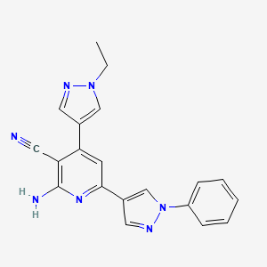 molecular formula C20H17N7 B5344017 2-amino-4-(1-ethyl-1H-pyrazol-4-yl)-6-(1-phenyl-1H-pyrazol-4-yl)nicotinonitrile 