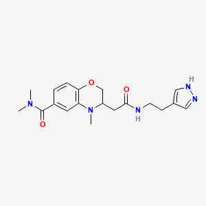 molecular formula C19H25N5O3 B5344040 N,N,4-trimethyl-3-(2-oxo-2-{[2-(1H-pyrazol-4-yl)ethyl]amino}ethyl)-3,4-dihydro-2H-1,4-benzoxazine-6-carboxamide 