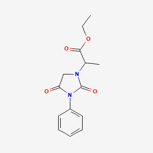 molecular formula C14H16N2O4 B5344080 ethyl 2-(2,4-dioxo-3-phenyl-1-imidazolidinyl)propanoate 