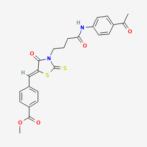 molecular formula C24H22N2O5S2 B5344101 methyl 4-[(3-{4-[(4-acetylphenyl)amino]-4-oxobutyl}-4-oxo-2-thioxo-1,3-thiazolidin-5-ylidene)methyl]benzoate 